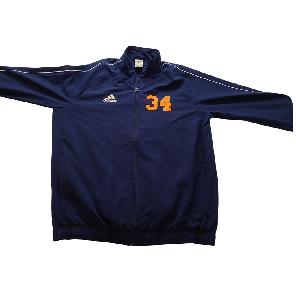 Adidas‎ Navy Blue Full Zip Track Jacket Orange Number 34 Mesh Lined Men's Large